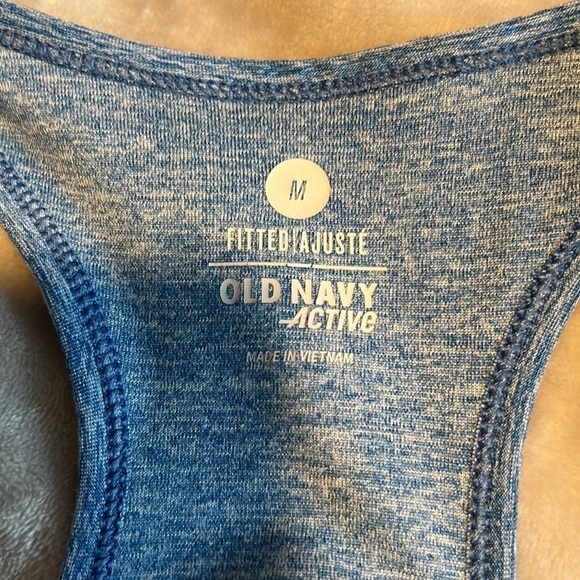 Fitted Old Navy blue & grey marl workout tank ruched sides size Medium - Picture 11 of 12